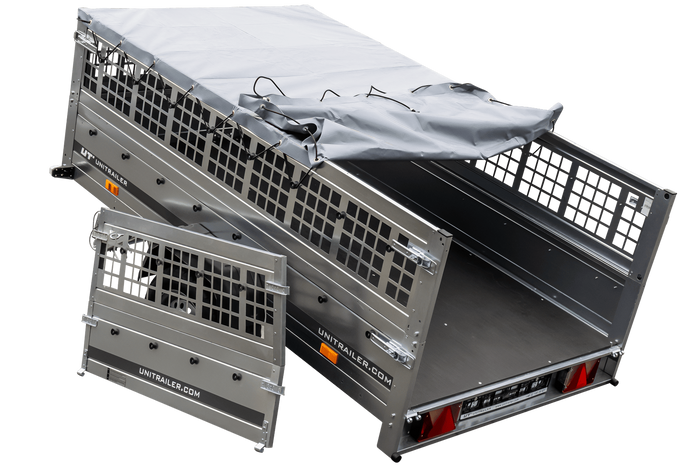 Přívěs Garden Trailer 230 KIPP s síťovanými BIS bočnicemi, rámem H-0 a šedou plachtou