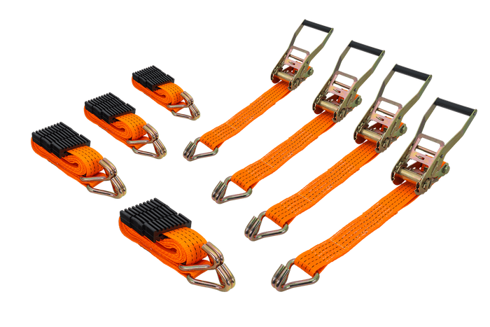 Sada čtyř tříbodových přepravních pásů s napínačem pro přívěs UNITRAILER 3m/50mm/4t oranžová