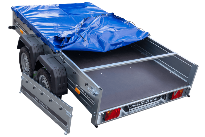 Přívěs pro auto 264x150 UNITRAILER GARDEN 265/2 KIPP s rámem H-0 a modrým krytem