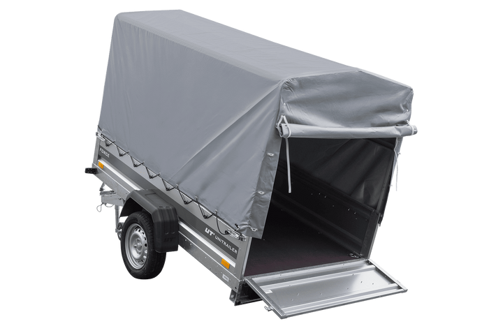 Lehký přívěs 230x125 UNITRAILER FORCE 230 KIPP s rámem H-1100 a šedou plachtou