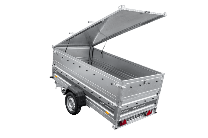 Jednonápravový přívěs na pružinách 264x125 UNITRAILER FORCE 264/R KIPP s bočnicemi BIS a hliníkovou plachtou