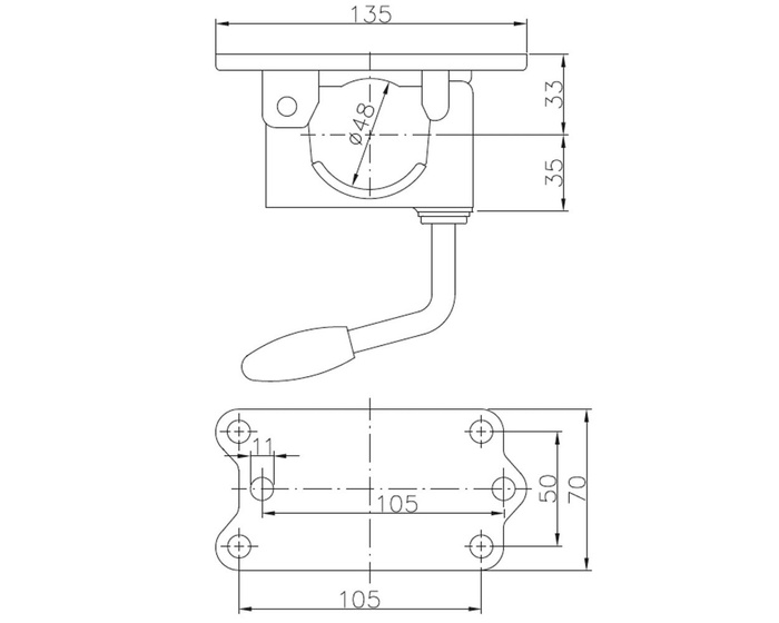 Svorka pro opěrné kolo WINTERHOFF KLE48-G litina 48 mm
