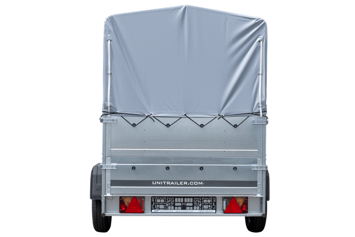 Přívěs za auto 230x125 UNITRAILER GARDEN 230 KIPP s bočnicemi BIS, rámem H-800 a šedým krytem