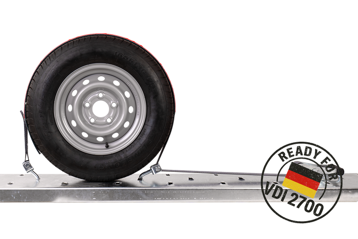 Sada čtyř přepravních pásů pro přívěsy HEFFA CARLINE 130, pásy pro zajištění kol 2,8 m/50 mm/5 t VDI 2700