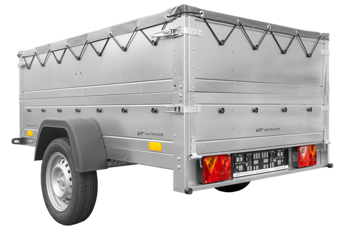 Lehký přívěs 200x125 UNITRAILER GARDEN 201 KIPP s bočnicemi BIS a šedou plachtou