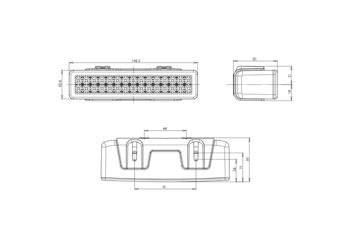 Zadní couvací světlo WAŚ W101 750 LED univerzální