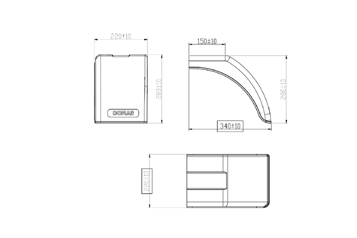 Pravá polovina blatníku pro přívěs DOMAR DR1012502 podběh kola 340/220mm