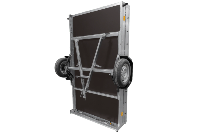 Přívěs za auto na pružinách 264x150 UNITRAILER GARDEN 265/R KIPP s bočnicemi BIS, rámem H-0 a modrým krytem