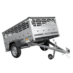 Přívěs za auto 200x125 UNITRAILER GARDEN 201 KIPP s pletivovými bočnicemi, rámem H-0 a šedým krytem