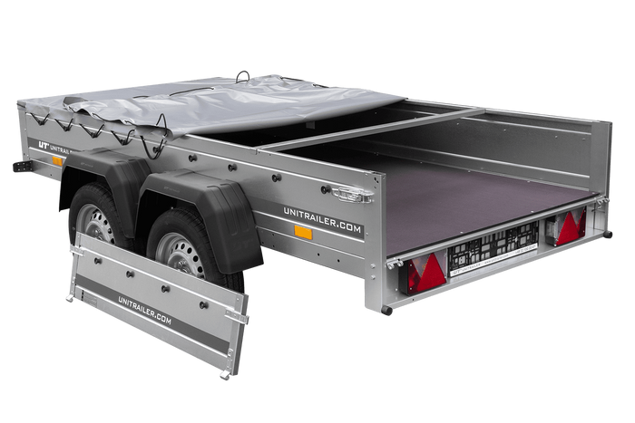 Dvounápravový přívěs 264x125 UNITRAILER GARDEN 264/2 KIPP s rámem H-0 a šedou plachtou