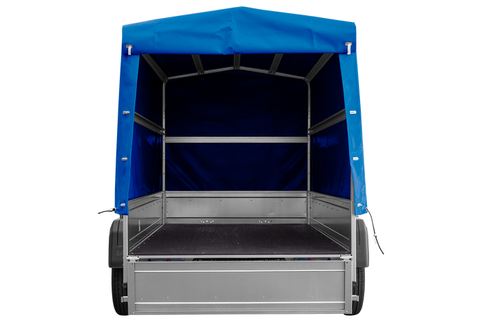 Dvounápravový přívěs 264x125 UNITRAILER GARDEN 264/2 KIPP s rámem H-1100 a modrou plachtou