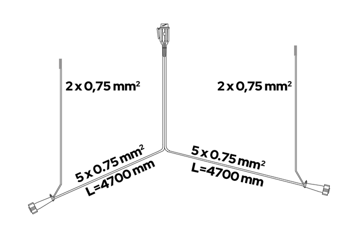 ASPÖCK elektroinstalace svazek tažného vozidla 7 m 13/8 PIN bajonety zástrčky 2x 5 PIN