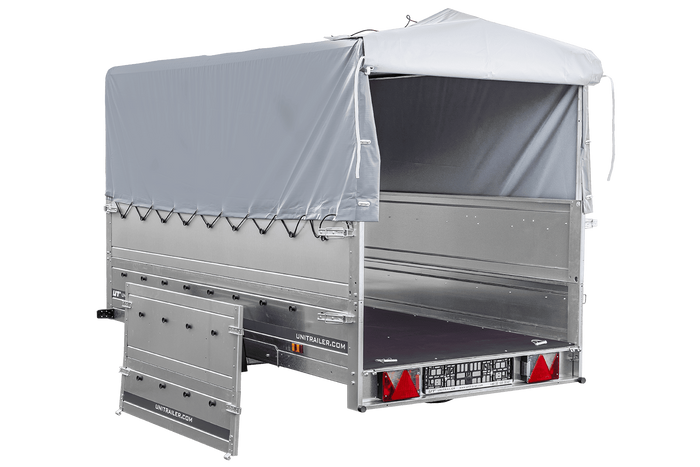 Lehký přívěs 264x125 UNITRAILER GARDEN 264 KIPP s bočnicemi BIS, rámem H-800 a šedým krytem