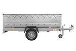 Jednonápravový přívěs na pružinách 264x125 UNITRAILER GARDEN 264/R KIPP s bočnicemi BIS, rámem H-0 a šedou plachtou