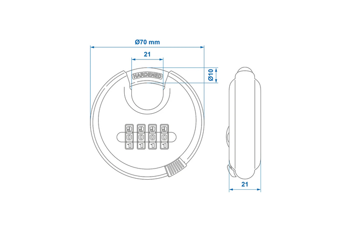 Kulatý visací zámek s kombinací ProPlus 341317 visací zámek s kódem 70 mm