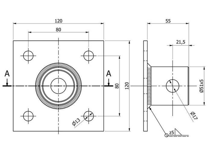 Adaptér pro podpěru kliky SIMOL S.29317, držák pro zvedák S.170033