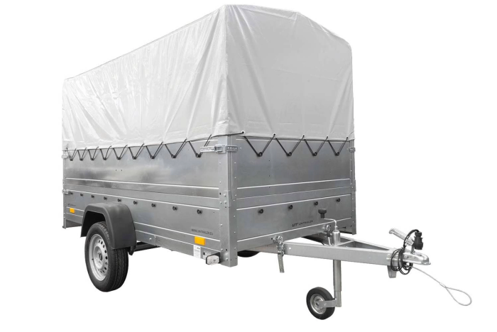 Lehký přívěs na pružinách 264x125 UNITRAILER GARDEN 264/R KIPP s bočnicemi BIS, rámem H-800 a šedým krytem
