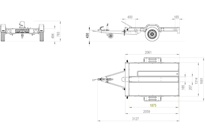 Přívěs za motocykl UNITRAILER MOTO 1 s pružinami
