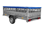 Lehký přívěs 264x150 UNITRAILER GARDEN 265 KIPP s pletivovými bočnicemi, rámem H-0 a modrým krytem