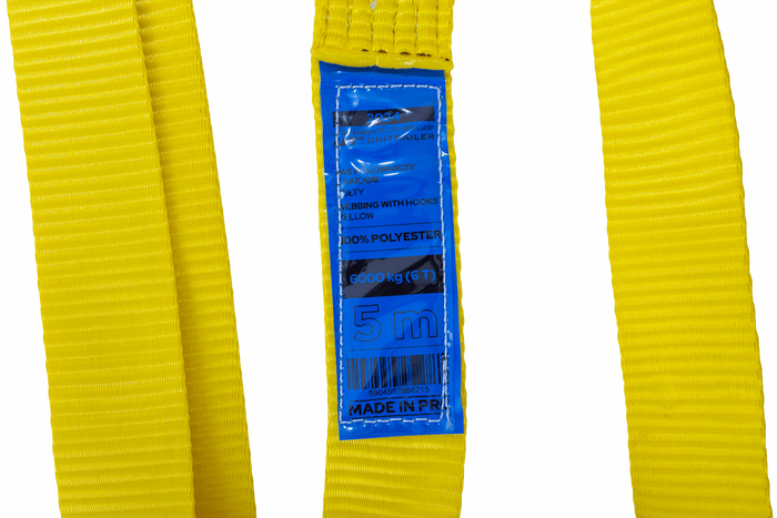 Tažné lano s háky Tažný popruh UNITRAILER 5m/50mm/6t žlutý