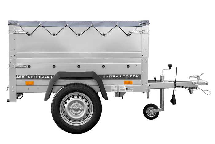 Lehký přívěs 150x106 UNITRAILER GARDEN 150 KIPP s bočnicemi BIS a šedou plachtou