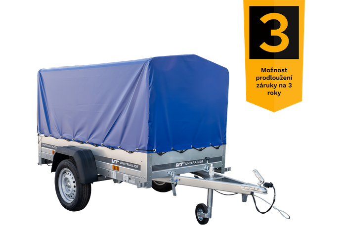 Jednonápravový přívěs 200x106 UNITRAILER GARDEN 200 KIPP s rámem H-800 a modrou plachtou