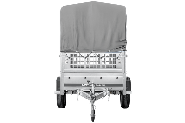 Přívěs Garden Trailer 200 KIPP s síťovanými bočnicemi, rámem H-800 a šedou plachtou