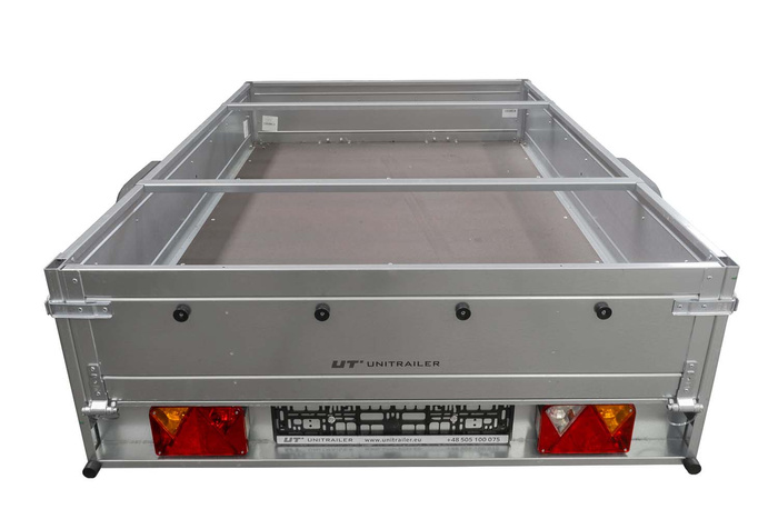 Přívěs za auto 200x125 UNITRAILER GARDEN 201 KIPP s rámem H-0 a šedým krytem