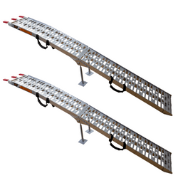 Skládací hliníkové rampy UNITRAILER ALR003 pro přívěsy 221 cm 680 kg s popruhem a podpěrou, sada 2 ks