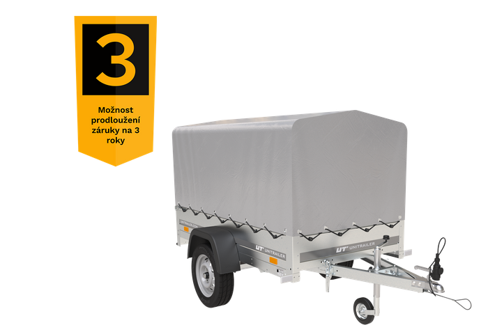 Jednonápravový přívěs 200x125 UNITRAILER GARDEN 201 KIPP s rámem H-800 a šedým krytem