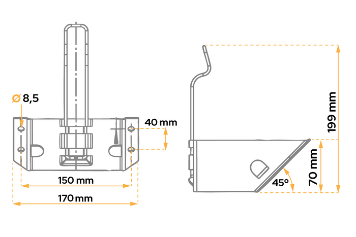 Klín pod kola s montážním držákem AL-KO UK36 v: 160 mm