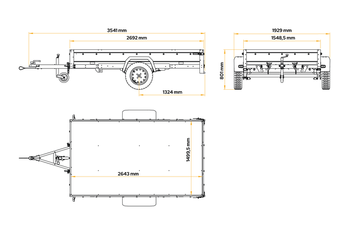 Jednonápravový přívěs na pružinách 264x150 UNITRAILER GARDEN 265/R KIPP