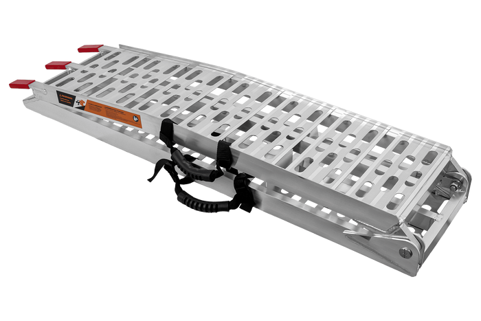 Skládací hliníková rampa UNITRAILER ALR003 pro přívěs 221 cm 340 kg s pásem a podpěrou