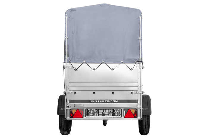 Jednonápravový přívěs 150x106 UNITRAILER GARDEN 150 KIPP s bočnicemi BIS, rámem H-800 a šedým krytem