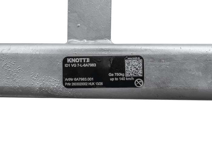 KNOTT VG7-L nebrzděná náprava pro přívěs 750kg 1125mm 1615mm 4x100