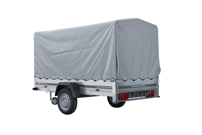 Přívěs pro auto 264x125 UNITRAILER GARDEN 264 KIPP s rámem H-1100 a šedou plachtou