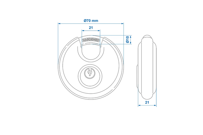 Sada dvou kulatých visacích zámků ProPlus 341319S, diskové, 70 mm