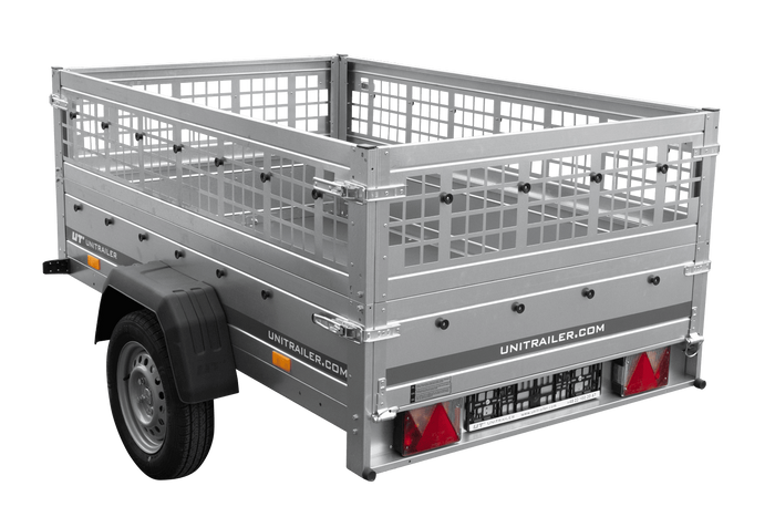 Jednonápravový přívěs 200x125 UNITRAILER GARDEN 201 KIPP s pletivovými bočnicemi