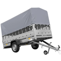 Přívěs za auto na pružinách 264x125 UNITRAILER GARDEN 264/R KIPP s pletivovými bočnicemi, rámem H-800 a šedým krytem