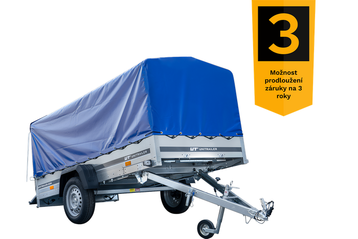 Lehký přívěs 264x125 UNITRAILER GARDEN 264 KIPP s rámem H-800 a modrým krytem