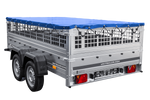 Lehký přívěs 264x150 UNITRAILER GARDEN 265/2 KIPP s pletivovými bočnicemi, rámem H-0 a modrým krytem