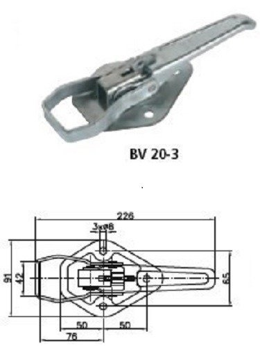 Boční tažné zařízení s přezkou WINTERHOFF BV 20-3 + kompletní boční uzávěr přívěsu BVG 20-A