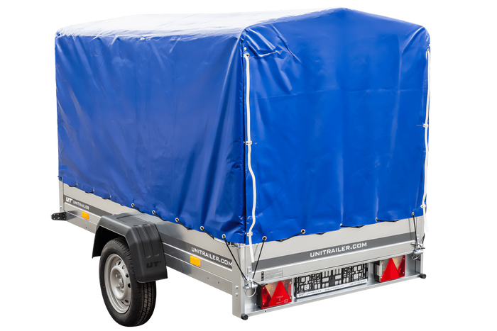 Přívěs pro auto 230x125 UNITRAILER GARDEN 230 KIPP s rámem H-1100 a modrým krytem