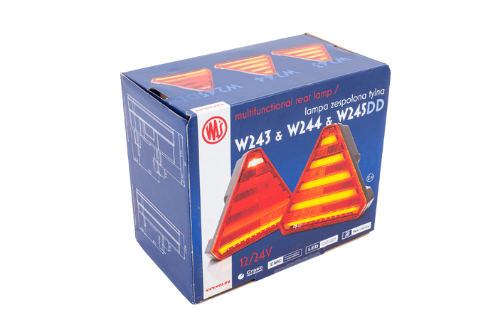 Zadní LED světlo WAŚ W245, univerzální, 6 funkcí