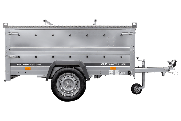 Jednonápravový přívěs na pružinách 230x125 UNITRAILER GARDEN 230/R KIPP s bočnicemi BIS a hliníkovou plachtou