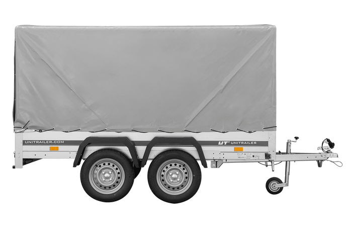 Dvounápravový přívěs 264x125 UNITRAILER GARDEN 264/2 KIPP s rámem H-1100 a šedou plachtou