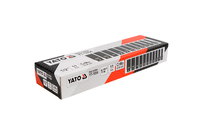Dlouhé rázové nástrčné klíče YATO YT-1054 1/2" 11 ks.