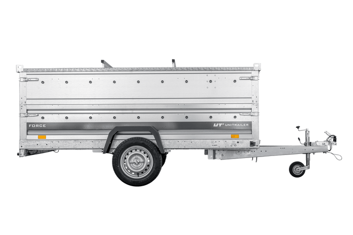 Jednonápravový přívěs na pružinách 264x125 UNITRAILER FORCE 264/R KIPP s bočnicemi BIS a hliníkovou plachtou