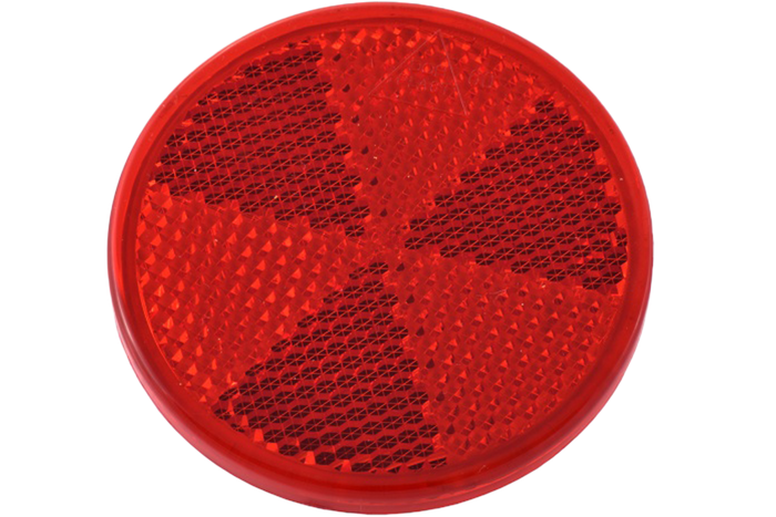Červený reflektor fi 60 mm s lepicí páskou