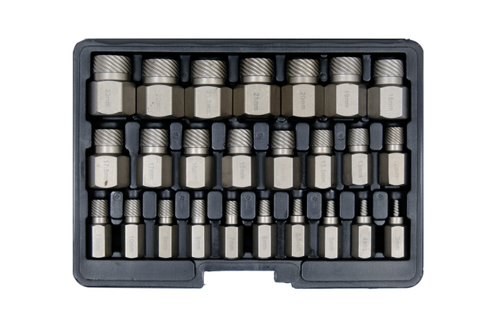 Vytahovače šroubů pro poškozené vnitřní šrouby YATO YT-06034 3-23mm 25 ks.